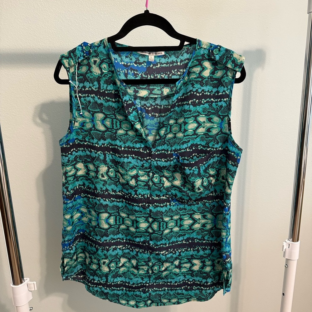 Collective Concepts Teal and Black Blouse